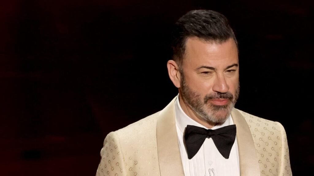 Jimmy Kimmel hosts Jimmy Kimmel Live with celebrity guests, showcasing his late-night comedy, interviews, and emotional storytelling style.